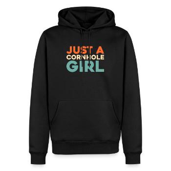 Cornhole Blind Hole Game Just A Cornhole Girl - Men’s Premium Organic Hoodie - black - Front - Nico (187cm)