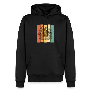 Raccoon Flower Book Reader Floral Cottagecore - Men’s Premium Organic Hoodie - black - Front - Nico (187cm)
