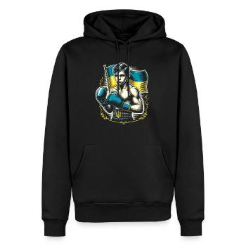 Boxeur ukrainien Boxeur patriotique - Sweat à capuche Premium bio Homme - noir - Devant - Nico (187cm)