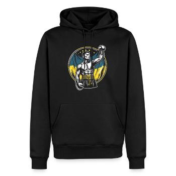 Boxeur ukrainien Boxeur patriotique - Sweat à capuche Premium bio Homme - noir - Devant - Nico (187cm)
