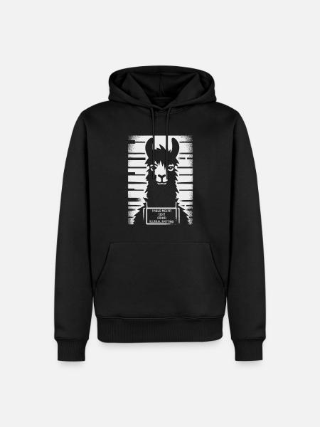 Llama Mugshot - Men’s Premium Organic Hoodie - black