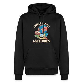 Géographe de géographie - Sweat à capuche Premium bio Homme - noir - Devant - Nico (187cm)