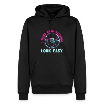 Chauffeur - Sweat à capuche Premium bio Homme - noir - Devant - Nico (187cm)