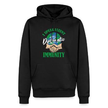Botschafter - Männer Premium Bio Hoodie - Schwarz - Vorne - Nico (187cm)
