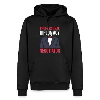 Botschafter - Männer Premium Bio Hoodie - Schwarz - Vorne - Nico (187cm)