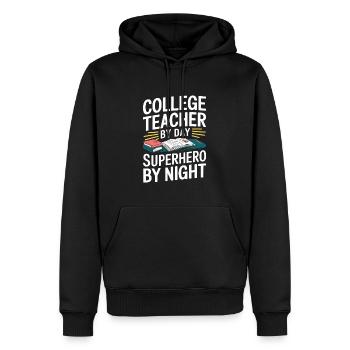 Professor - Men’s Premium Organic Hoodie - black - Front - Nico (187cm)