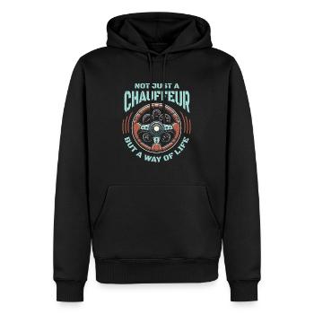 Chauffeur - Sweat à capuche Premium bio Homme - noir - Devant - Nico (187cm)