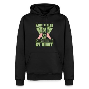 Employé de banque - Sweat à capuche Premium bio Homme - noir - Devant - Nico (187cm)