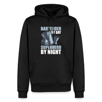 Barman Barman - Sweat à capuche Premium bio Homme - noir - Devant - Nico (187cm)