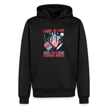 Infirmière en cardiologie - Sweat à capuche Premium bio Homme - noir - Devant - Nico (187cm)