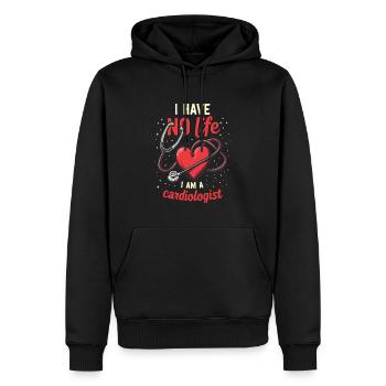 Cardiologue - Sweat à capuche Premium bio Homme - noir - Devant - Nico (187cm)