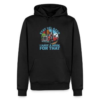 Service de remorquage Dépanneuse - Sweat à capuche Premium bio Homme - noir - Devant - Nico (187cm)
