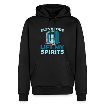 Elevator Elevator - Men’s Premium Organic Hoodie - black - Front - Nico (187cm)