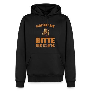 Cheval Equestre S’il vous plaît, gardez la bouche fermée - Sweat à capuche Premium bio Homme - noir - Devant - Nico (187cm)