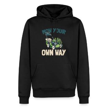Lawn mower mowing - Men’s Premium Organic Hoodie - black - Front - Nico (187cm)