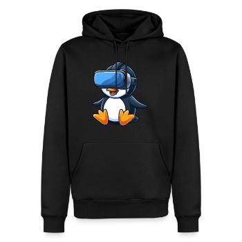 Pinguin VR Gamer Zukunft Science Fiction - Männer Premium Bio Hoodie - Schwarz - Vorne - Nico (187cm)