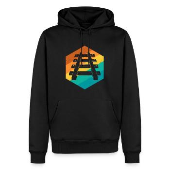 Voie ferrée rétro Pour conducteur de train de locomotive - Sweat à capuche Premium bio Homme - noir - Devant - Nico (187cm)