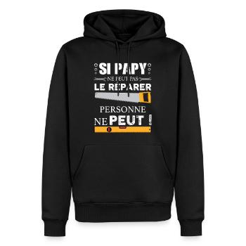 Papy bricoleur de génie. Humour bricolage - Sweat à capuche Premium bio Homme - noir - Devant - Nico (187cm)