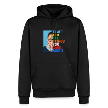 RBG - Fight For The Things - Rights & Equality - Men’s Premium Organic Hoodie - black - Front - Nico (187cm)
