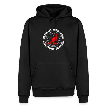 Sie Stellen Gerne Unnötige Fragen - Känguru Spruch - Männer Premium Bio Hoodie - Schwarz - Vorne - Nico (187cm)