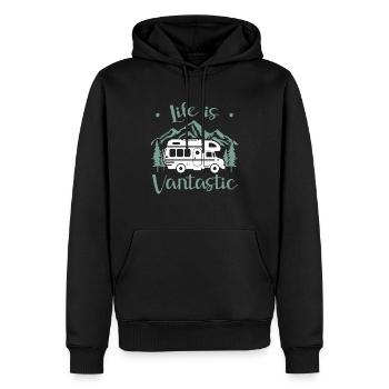 Van Life Camping Camping Freugeist Voyage - Sweat à capuche Premium bio Homme - noir - Devant - Nico (187cm)