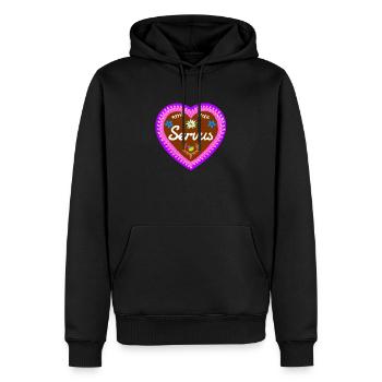 Gingerbread Heart T-Shirt Heart Servus Edelweiss - Men’s Premium Organic Hoodie - black - Front - Nico (187cm)