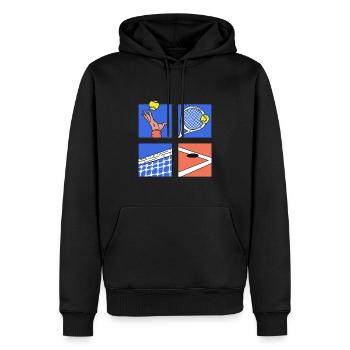 Coole Tennis Designs Tennisspiel Cartoon Turnier - Männer Premium Bio Hoodie - Schwarz - Vorne - Nico (187cm)