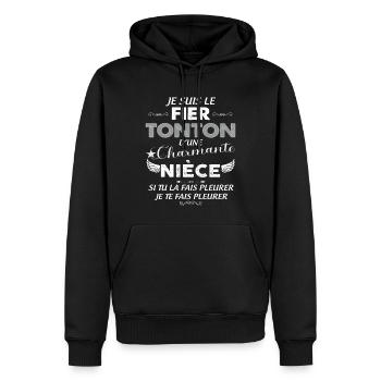 Onkel von charmanter Nichte Humor Mann - Männer Premium Bio Hoodie - Schwarz - Vorne - Nico (187cm)