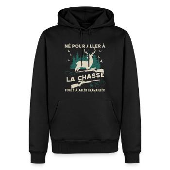 Aller à la chasse au sanglier Cadeau Homme - Sweat à capuche Premium bio Homme - noir - Devant - Nico (187cm)