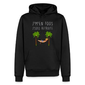 Je suis retraité Cadeau Homme Retraite Cool - Sweat à capuche Premium bio Homme - noir - Devant - Nico (187cm)