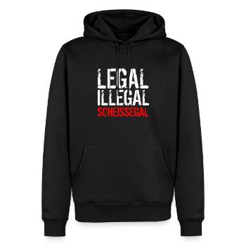 Legal Illegal Scheissegal - Egal - Männer Premium Bio Hoodie - Schwarz - Vorne - Nico (187cm)
