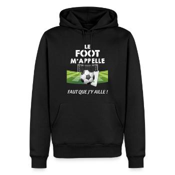 Le Foot M'Appelle Homme Football Passion - Sweat à capuche Premium bio Homme - noir - Devant - Nico (187cm)