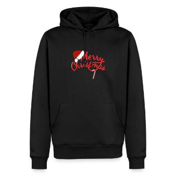 JOYEUX NOËL - Joyeux Noël - Candy Cane - Sweat à capuche Premium bio Homme - noir - Devant - Nico (187cm)