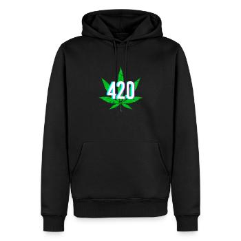 420 - Cannabis Weed - Männer Premium Bio Hoodie - Schwarz - Vorne - Nico (187cm)