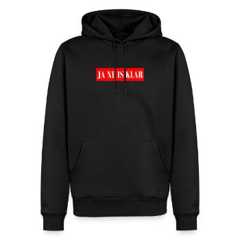 JA NE IS KLAR - Statement Spruch - Männer Premium Bio Hoodie - Schwarz - Vorne - Nico (187cm)