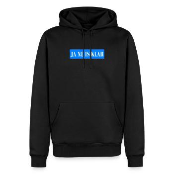 JA NE IS KLAR - Statement Spruch - Männer Premium Bio Hoodie - Schwarz - Vorne - Nico (187cm)