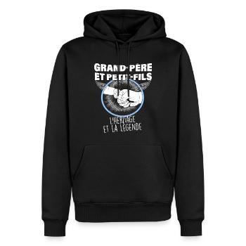 Grand-père et petit-fils l'héritage et la légende - Sweat à capuche Premium bio Homme - noir - Devant - Nico (187cm)