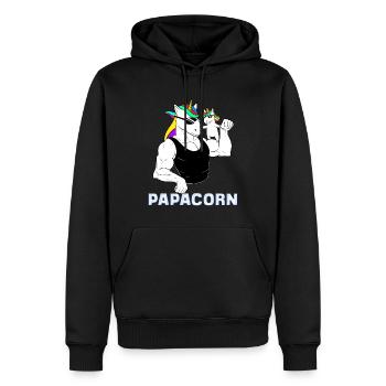 Papa Einhorn Humor Papcorn Geschenk Vatertag - Männer Premium Bio Hoodie - Schwarz - Vorne - Nico (187cm)