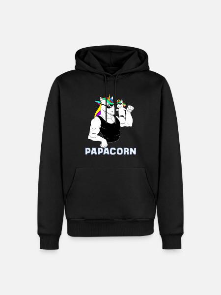 Papa Licorne Humour Papacorn Cadeau Fête des Pères - Ekologisk premiumluvtröja herr - svart