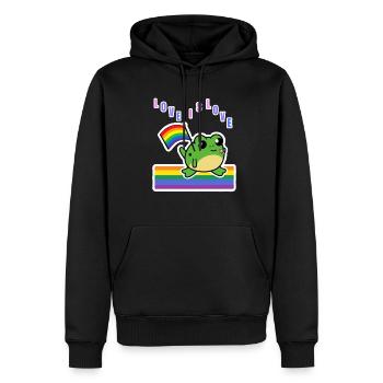 Rainbow Frog - Love is Love - Men’s Premium Organic Hoodie - black - Front - Nico (187cm)