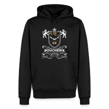 Le Roi De la Boucherie Passion Boucher Cadeau - Sweat à capuche Premium bio Homme - noir - Devant - Nico (187cm)