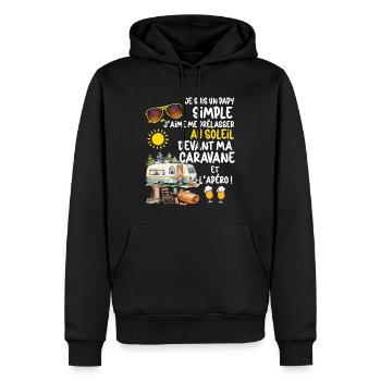 La Caravane De Mon Papy Il L'Aime Bien - Sweat à capuche Premium bio Homme - noir - Devant - Nico (187cm)