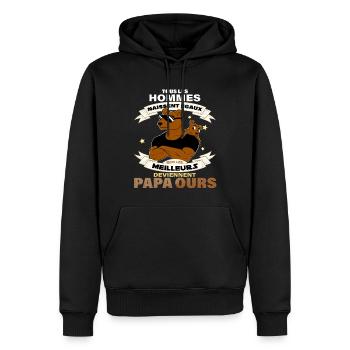 Mon Papa Ours A Du Style - Sweat à capuche Premium bio Homme - noir - Devant - Nico (187cm)