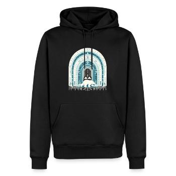 Ours polaire skiant dans un arc-en-ciel de neige et de glace - Sweat à capuche Premium bio Homme - noir - Devant - Nico (187cm)