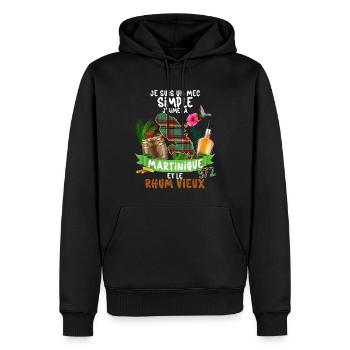 Homme Mec Simple Rhum Vieux Et Martinique 972 - Sweat à capuche Premium bio Homme - noir - Devant - Nico (187cm)