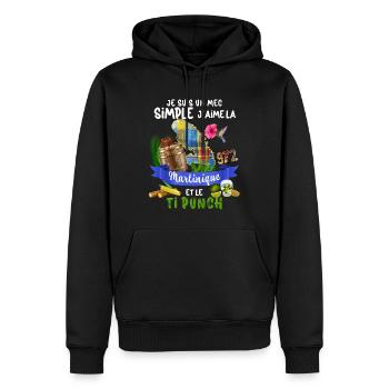 Martinique Homme Rhum Ti Punch Tropical - Sweat à capuche Premium bio Homme - noir - Devant - Nico (187cm)