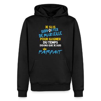 Marseille Supporter Foot Homme Et Enfant - Sweat à capuche Premium bio Homme - noir - Devant - Nico (187cm)