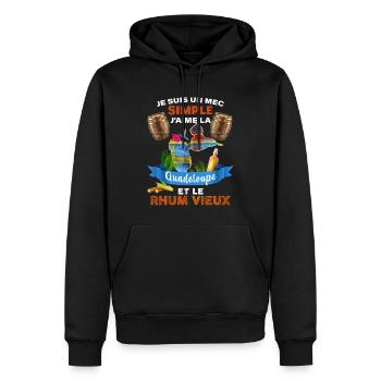 Guadeloupe Antilles Françaises 971 Rhum Ti Punch - Sweat à capuche Premium bio Homme - noir - Devant - Nico (187cm)