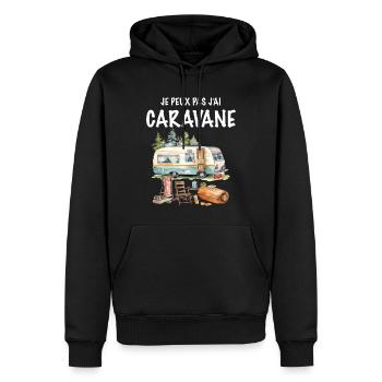 Caravane Homme Femme Papy Mamie Camping - Sweat à capuche Premium bio Homme - noir - Devant - Nico (187cm)