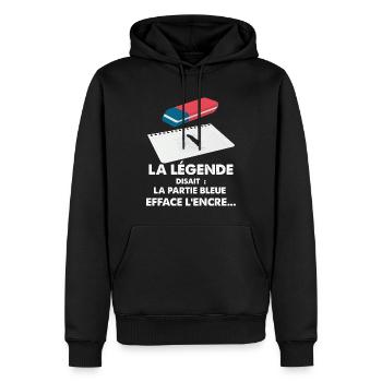 80s Vintage Humor Eraser Legend - Men’s Premium Organic Hoodie - black - Front - Nico (187cm)